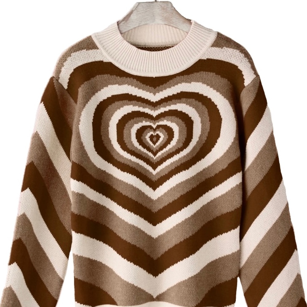 NWT Cider Heart Wave Sweater Brown